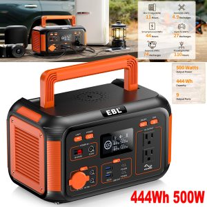 Peak 1000W Camping Power Station , 500W 444Wh Portable Solar Generator Battery Camping.