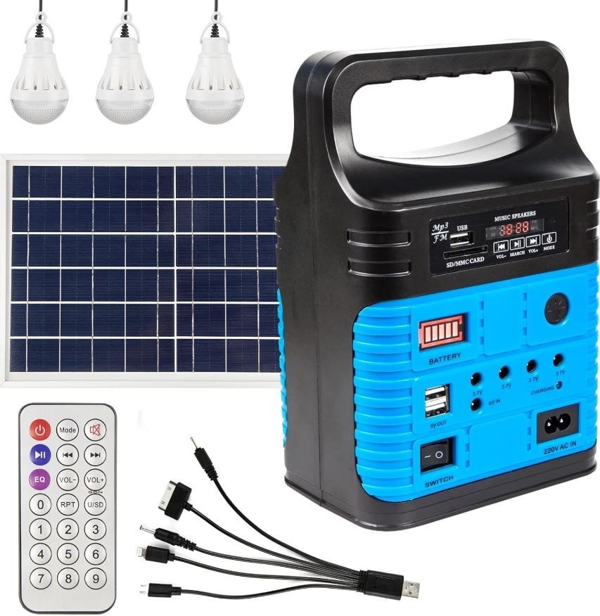 Portable Power Station Solar Generator w/ Panel LiFePO4 Battery DC USB LED