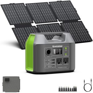 Portable Solar Generator, 300W Portable Power Station with Foldable 60W Solar.