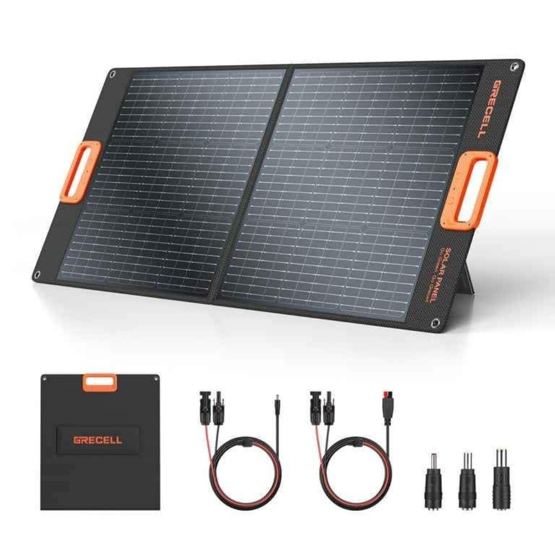 GRECELL 100W Portable Solar Panel Power Bank for Camping Power Station Generator
