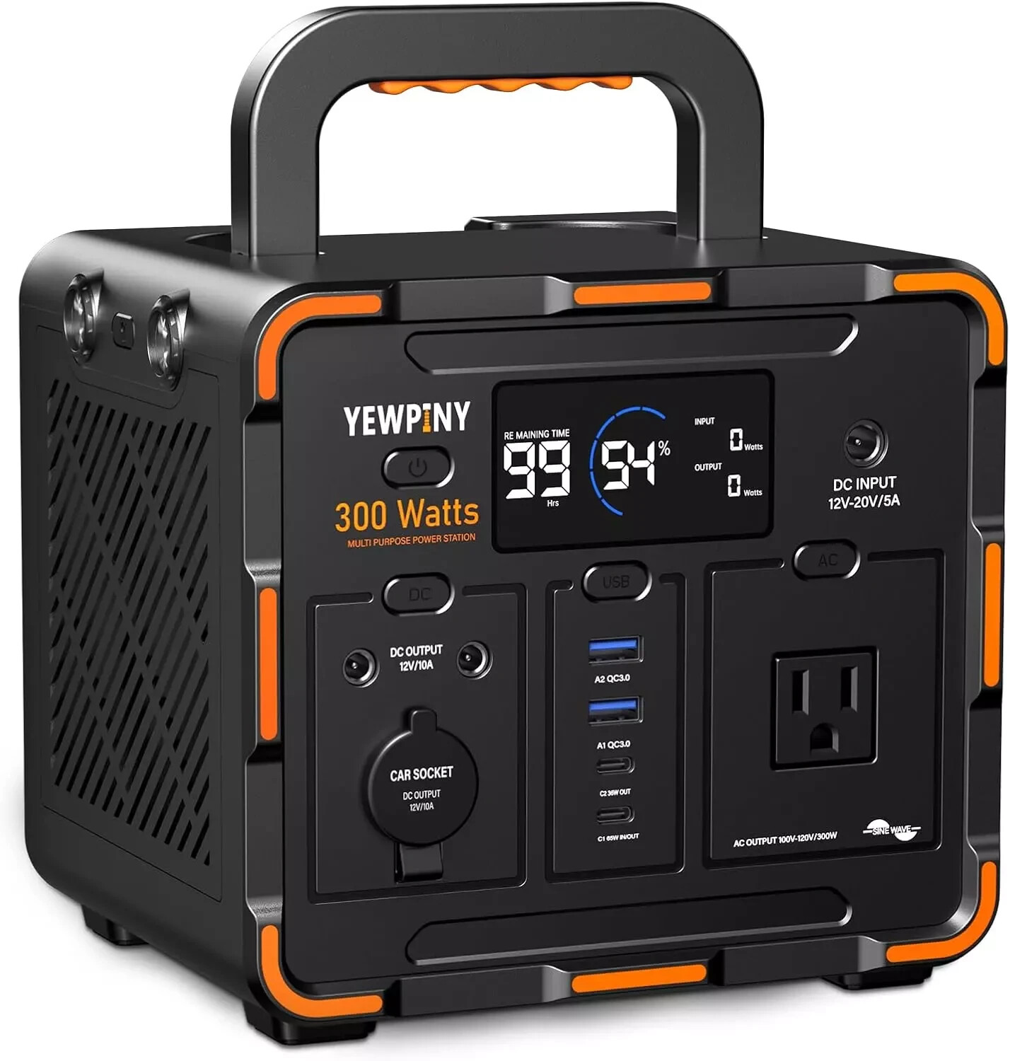 EM300 Portable Power Station, 259Wh Lifepo4 Battery, 300W Continuous/600W Peak O