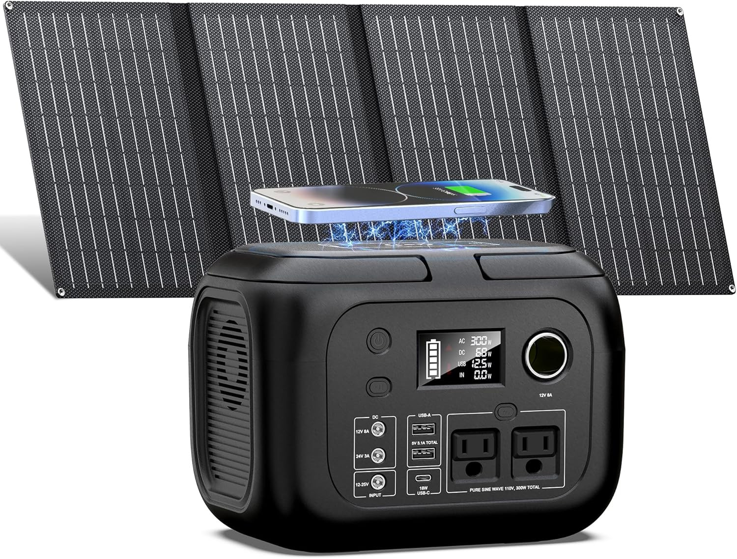 300W Solar Powered Generator 70400mAh Portable Power Station with 40W Panel