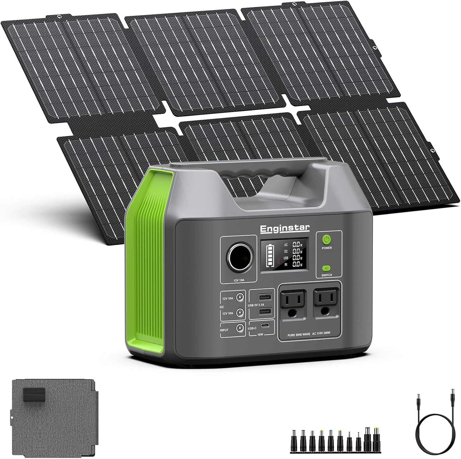 Portable Solar Generator, 300W Portable Power Station with Foldable 60W Solar Pa