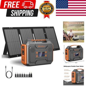 Portable Solar Generator, 300W Portable Power Station with Foldable 60W Solar.