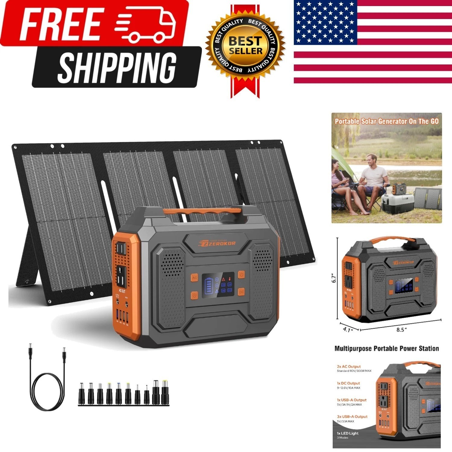 Portable Solar Generator, 300W Portable Power Station with Foldable 60W Solar….