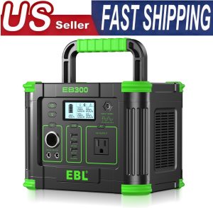 288.6Wh 300W Portable Power Station Solar Generator 9-Port Camping Backup Home.