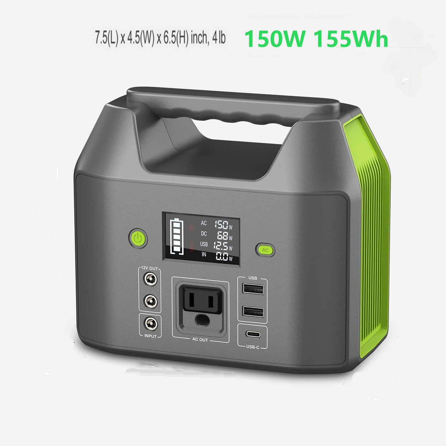 150W Portable Power Station 155Wh Lithium Battery Bank Camping Solar Generator