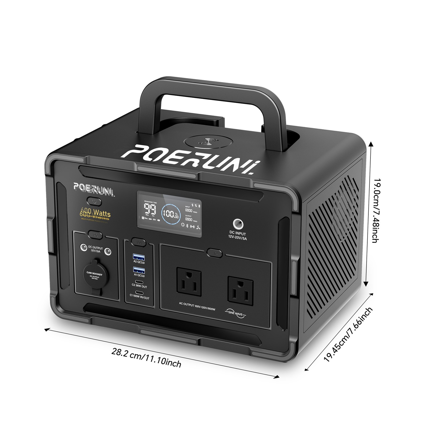 600W Power Station Portable 519Wh Generator RV Camping Backup Battery Solar