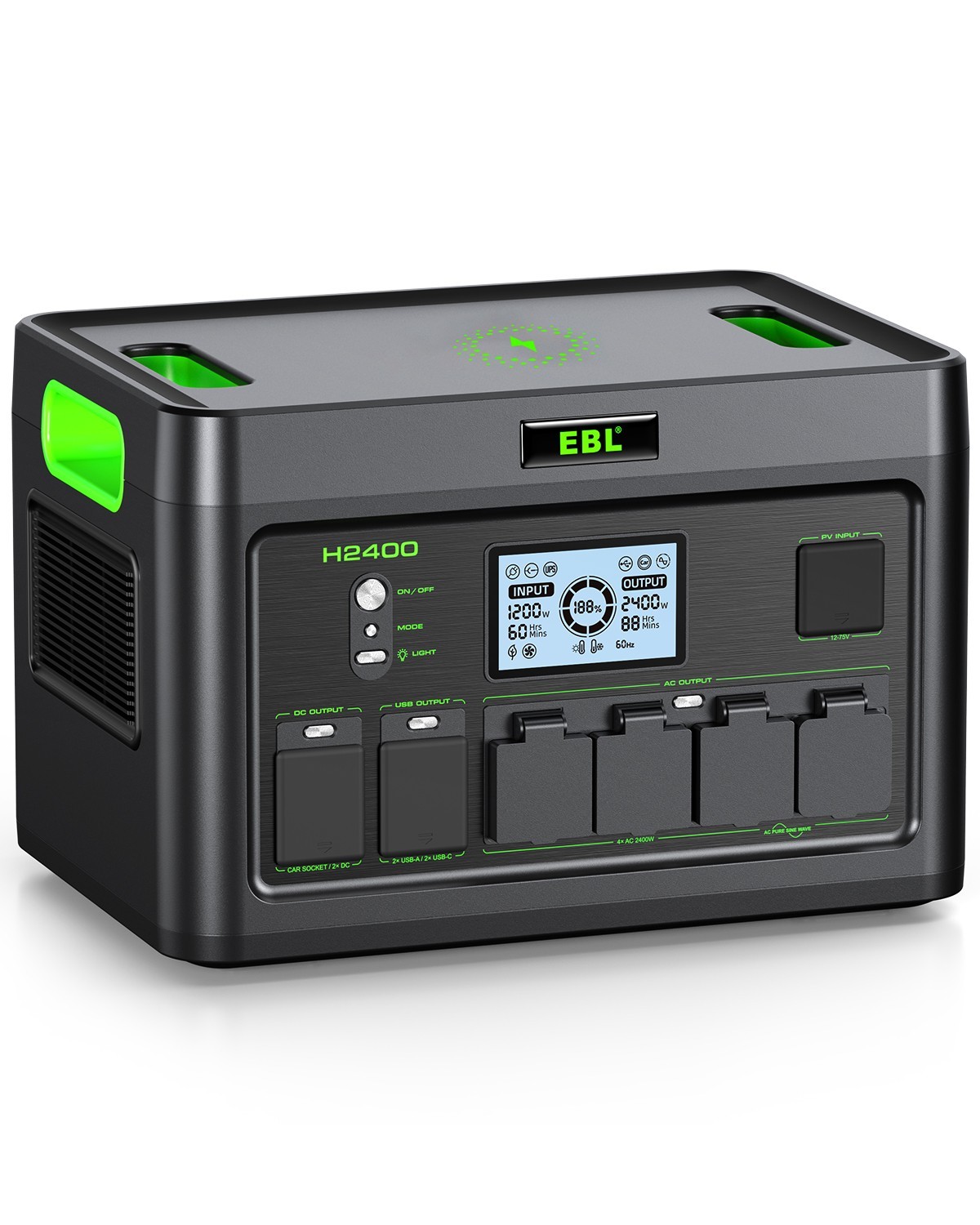2400W 1843.2Wh Power Station Portable Solar Generator RV LiFePO4 Backup Battery.