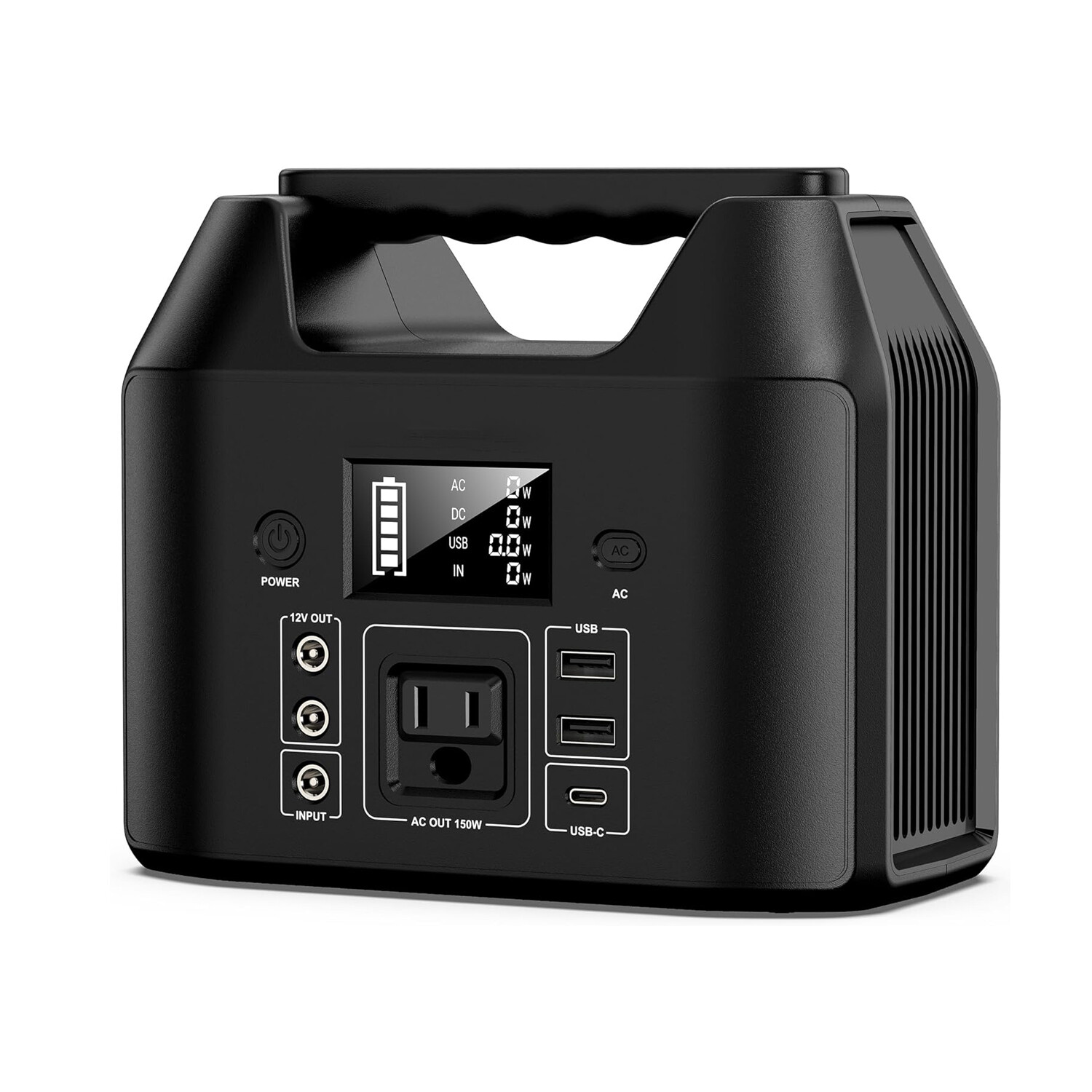 Portable Power Station 150W LiFePO4 Battery Bank Camping AC DC Solar Generator.