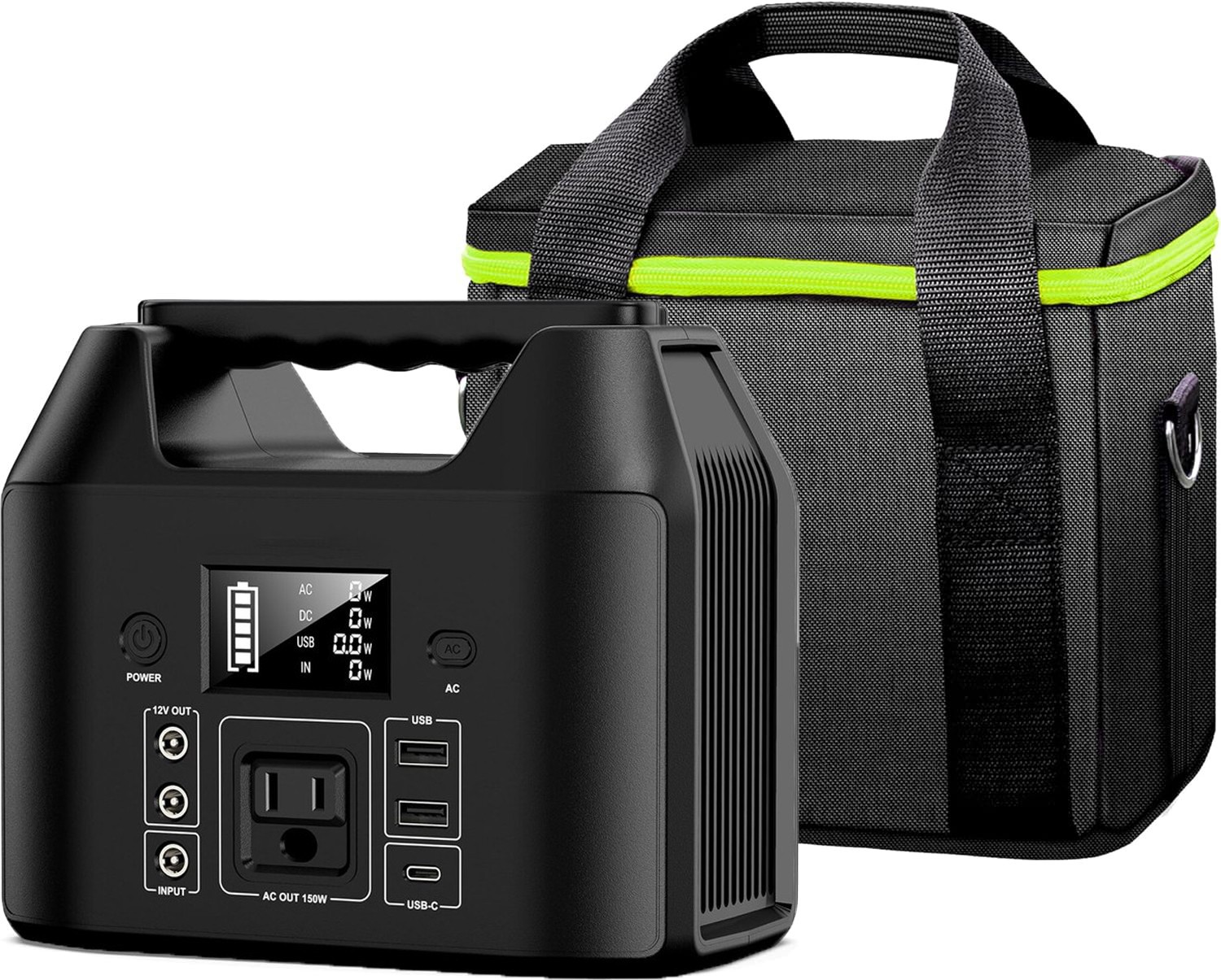 Portable Power Station 150W LiFePO4 Battery Camping Solar Generator+Carrying Bag.