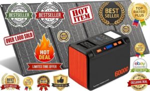 250W Portable Power Station 222Wh Battery With 40W Solar Panel AC 110V Outlet.