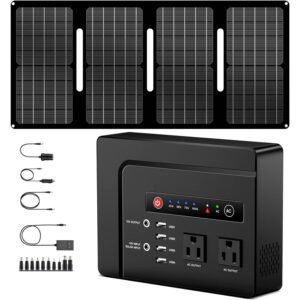 200W 146Wh Portable Power Station Camping Solar Generator with 40W Solar Panel.