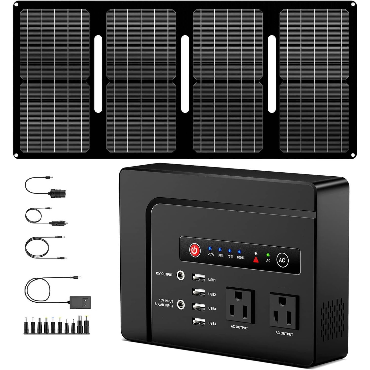 200W 146Wh Portable Power Station Camping Solar Generator with 40W Solar Panel.
