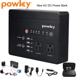 Powkey Portable Power Station 200W AC DC 146Wh Lithium Battery Solar Generator.