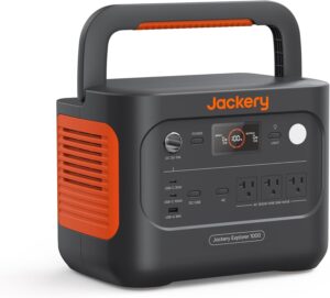 Jackery 1000 v2 Portable Power Station, 1070Wh LiFePO4 Battery, 1500W AC/100W USB-C Output.