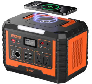 EBL Portable Power Station 1000W, 999Wh Solar Generator 2000W Peak, AC/Wireless.