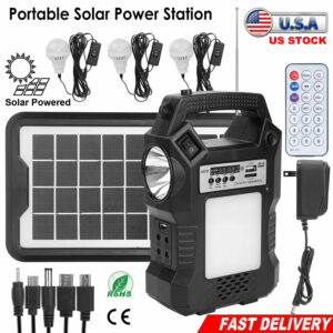 Portable Solar Generator for Camping Emergency w/ LED Lights 30H.