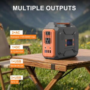 Portable Power Station 300W 280Wh 110V AC DC Solar Generator For Camping CPAP RV.