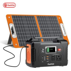 FlashFish 200W 151Wh Portable Power Station optionally with 60W 18V Solar panel.