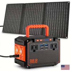 88.8Wh Portable Power Station Solar Generator 30W Panel 100W AC USB.