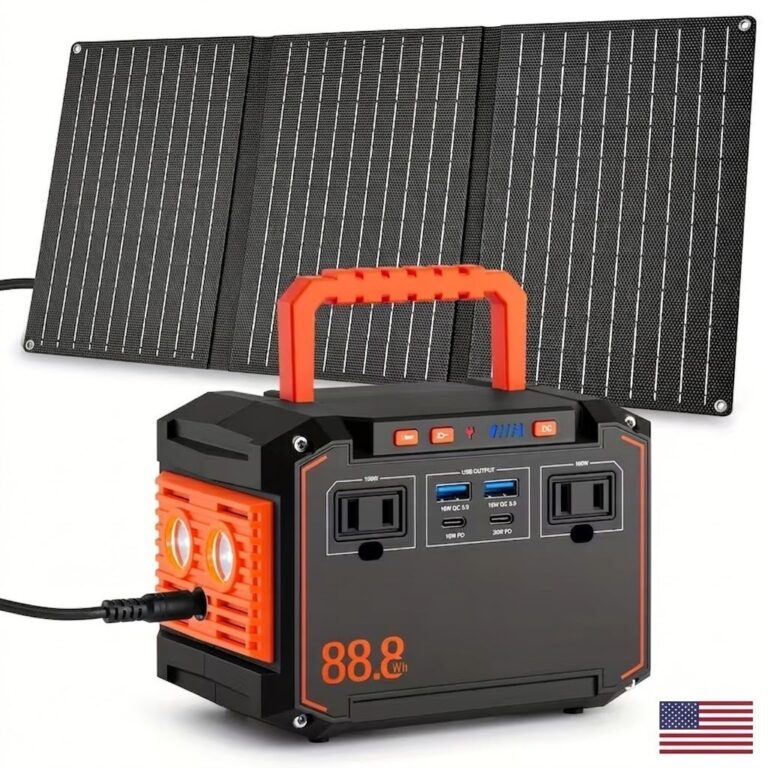 88.8Wh Portable Power Station Solar Generator 30W Panel 100W AC USB