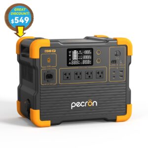 PECRON Portable Power Station E1500LFP 1536Wh 2200W LiFePO4 Solar Generator.
