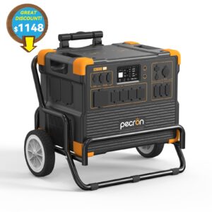 PECRON E3600LFP 3072Wh Portable Power Station Expanded to 15.36KWh with Trolley.