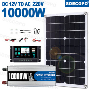 10000W 110V Power Inverter Solar Generator With 500W Solar Panel Home Complete.